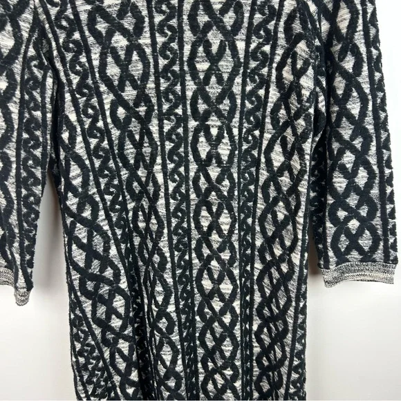 Moth Anthropologie Sweater Dress Black Gray Knit Pattern 3/4 Sleeve - Picture 8 of 12